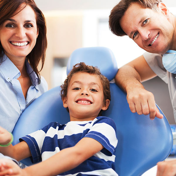 happy little boy at dentist